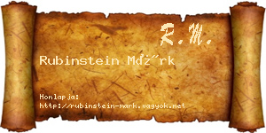 Rubinstein Márk névjegykártya